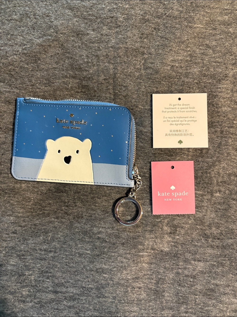 Kate Spade Arctic Friends Zip Wallet Card Case Keyring K4765